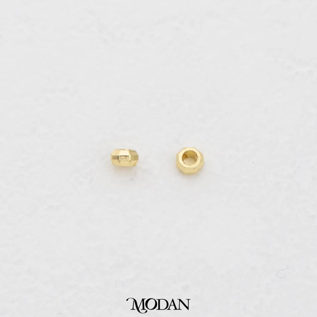 (10pcs) 2mm Textured Corrugated Round Spacer Beads DIY Pembatas Manik Gelang/Kalung Bulat Hypoallergenic Gold Filled