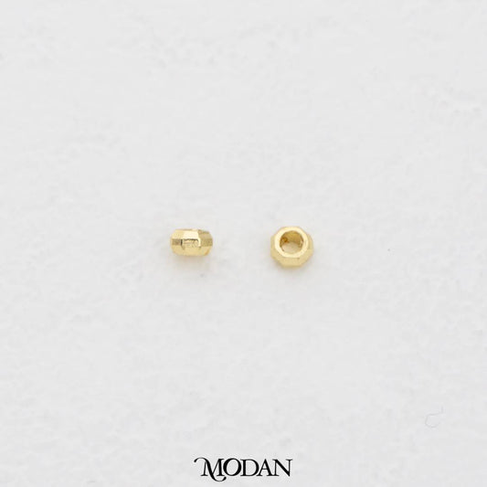 (10pcs) 2mm Textured Corrugated Round Spacer Beads DIY Pembatas Manik Gelang/Kalung Bulat Hypoallergenic Gold Filled
