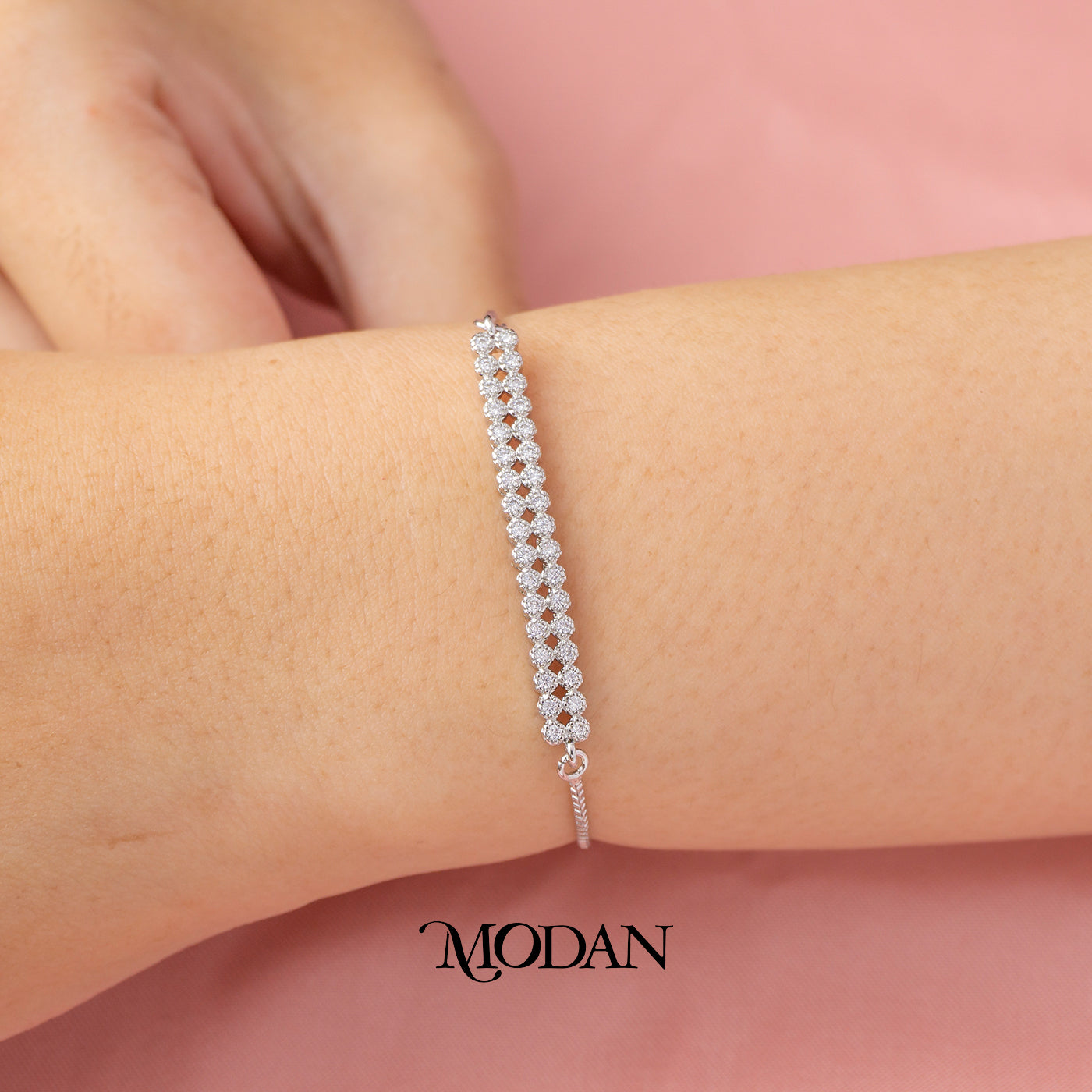 Sparkling Double Line Classic Adjustable Bracelet Gelang Serut Hypoallergenic Gold Plated