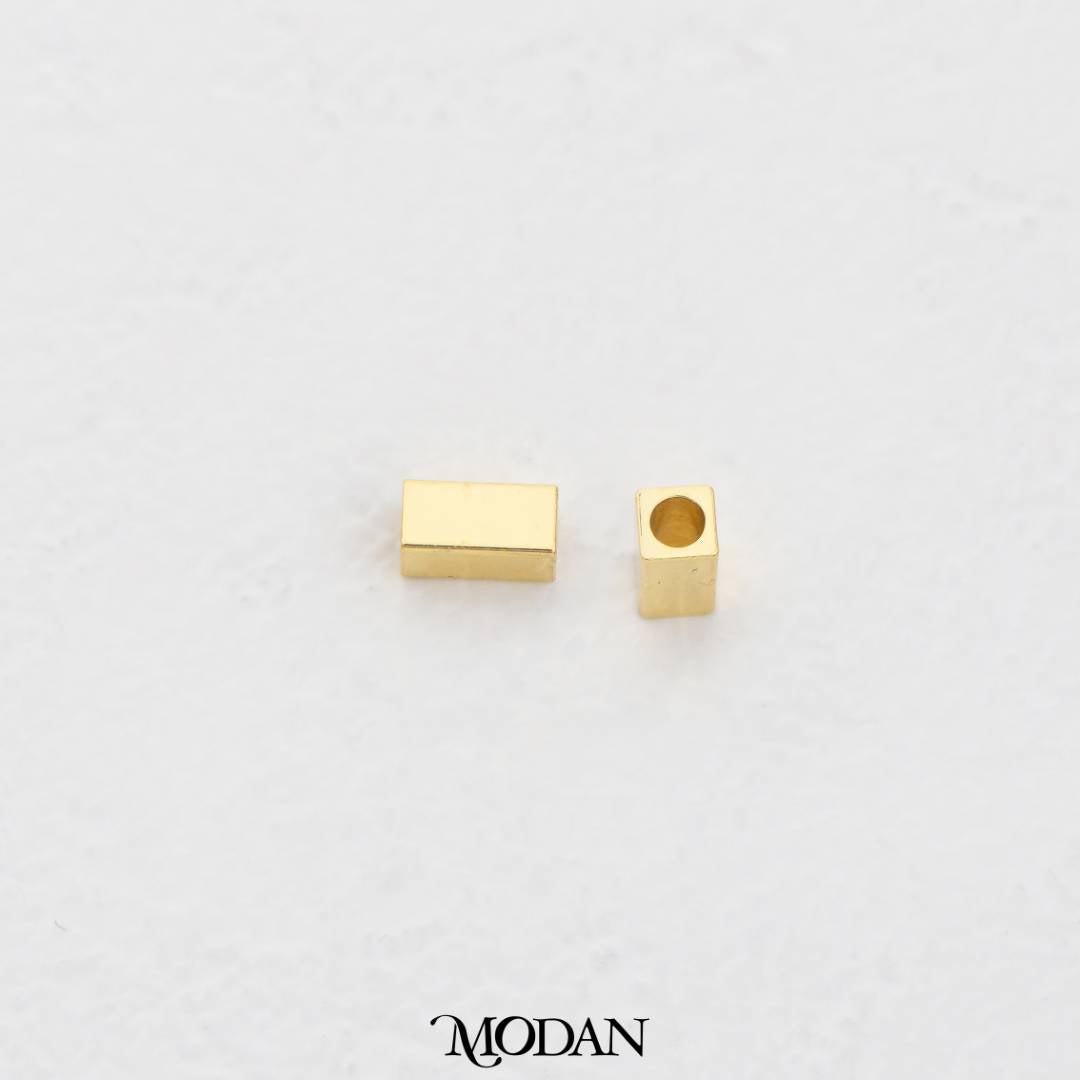 (10pcs) 6mm Block Spacer Beads DIY Pembatas Manik Gelang/Kalung Balok Hypoallergenic Gold Filled