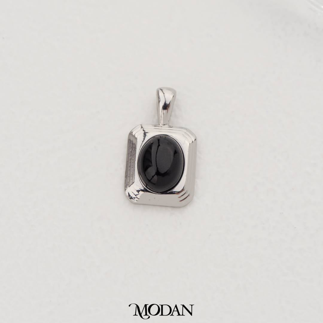 Elegant Black Onyx Gemstones Rectangular DIY Pendant Liontin Batu Persegi Panjang Hypoallergenic Gold Filled
