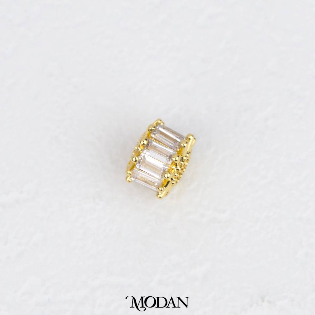 Mini Sparkling Round Baguette Zirconia DIY Beads Charm Manik Bulat Berkilau Hypoallergenic Gold Filled