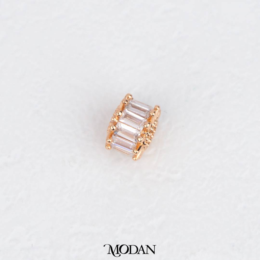 Mini Sparkling Round Baguette Zirconia DIY Beads Charm Manik Bulat Berkilau Hypoallergenic Gold Filled