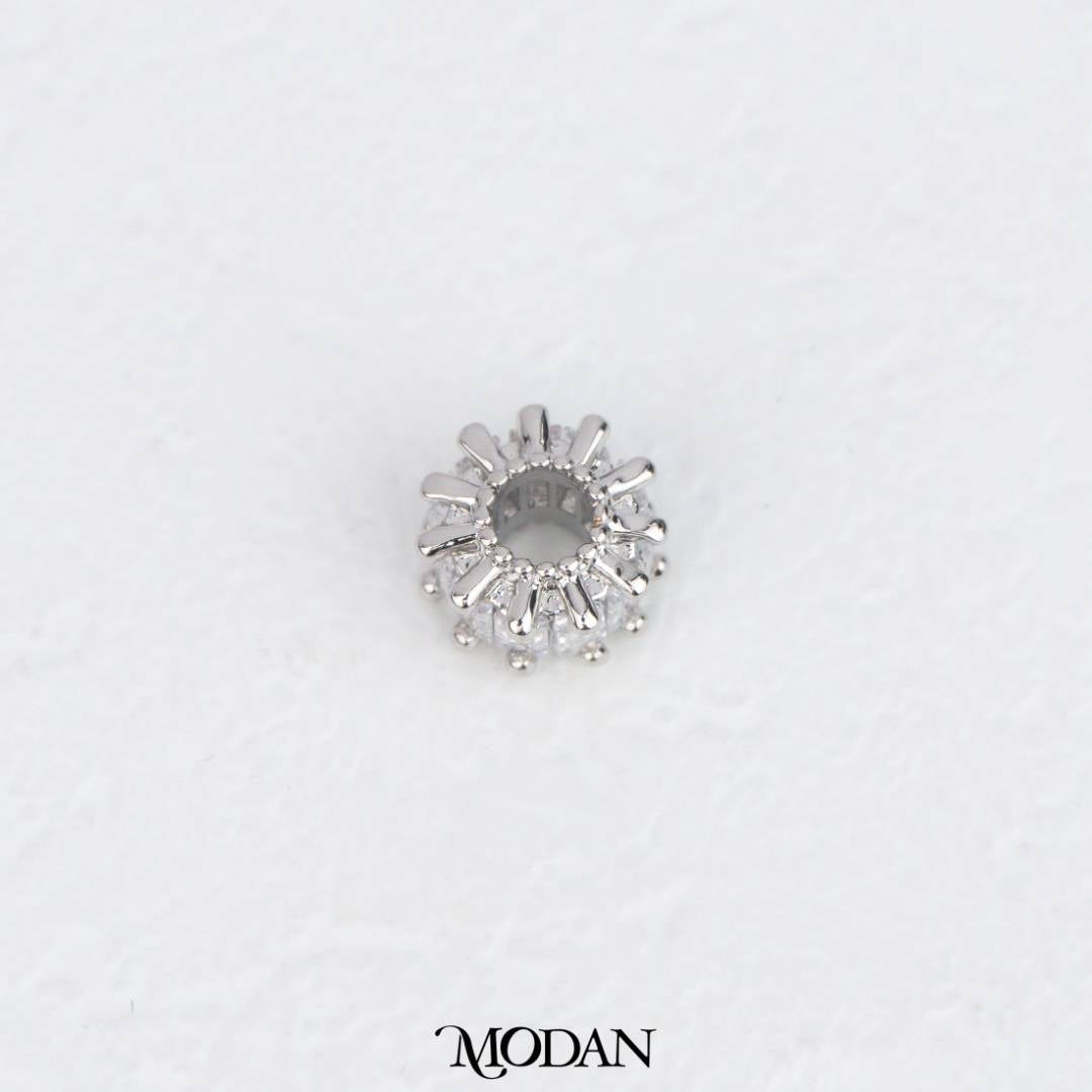 Mini Sparkling Round Baguette Zirconia DIY Beads Charm Manik Bulat Berkilau Hypoallergenic Gold Filled
