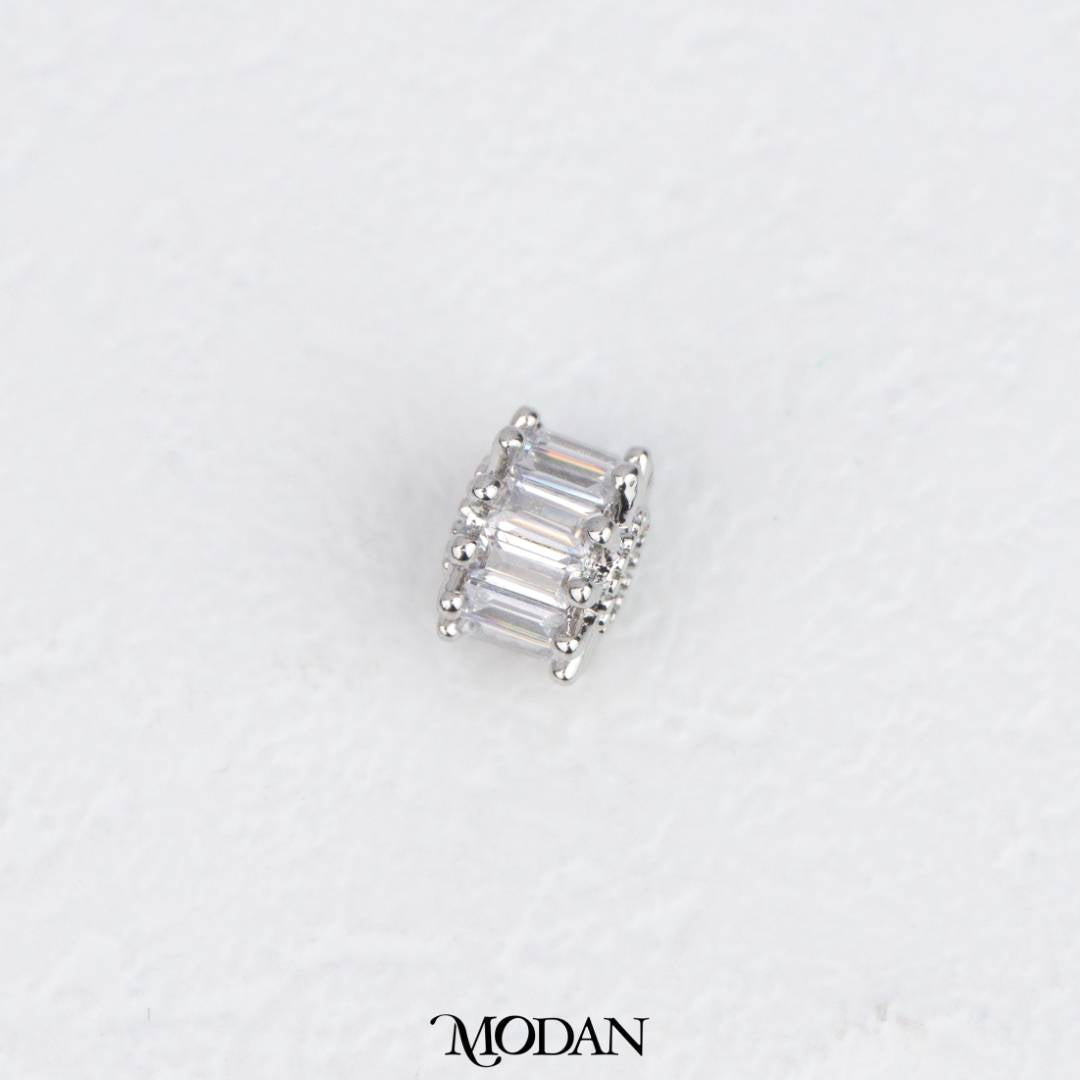 Mini Sparkling Round Baguette Zirconia DIY Beads Charm Manik Bulat Berkilau Hypoallergenic Gold Filled