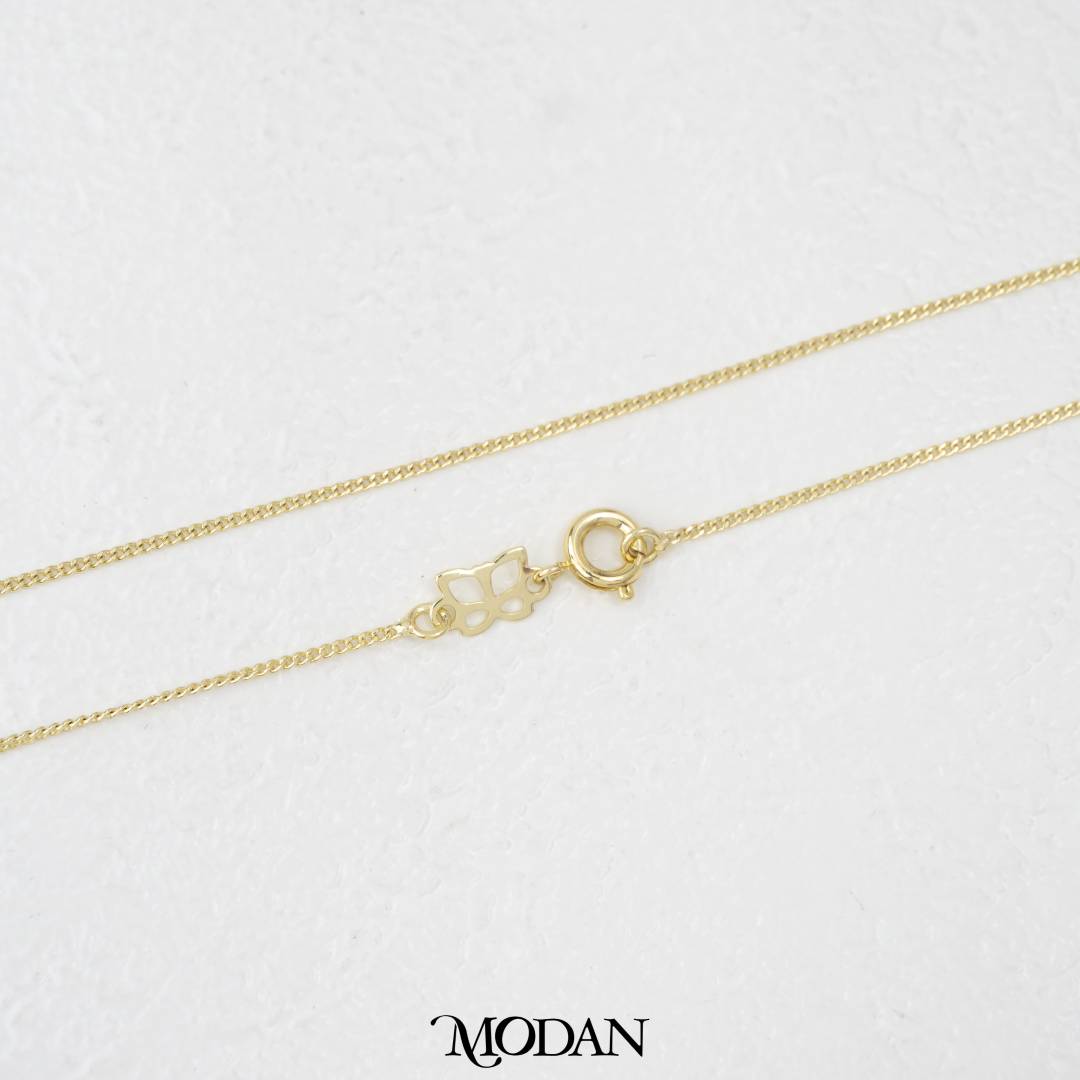(44.5cm) Cuban Curb Chain Necklace Rantai Kalung Sisik Naga Kecil Polos Hypoallergenic Gold Filled
