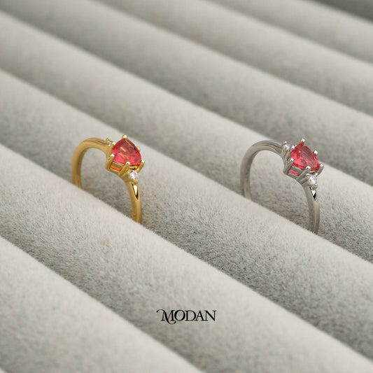 Geometric Triangle Ruby Ring Cincin Rubi Segitiga Hypoallergenic Gold Plated