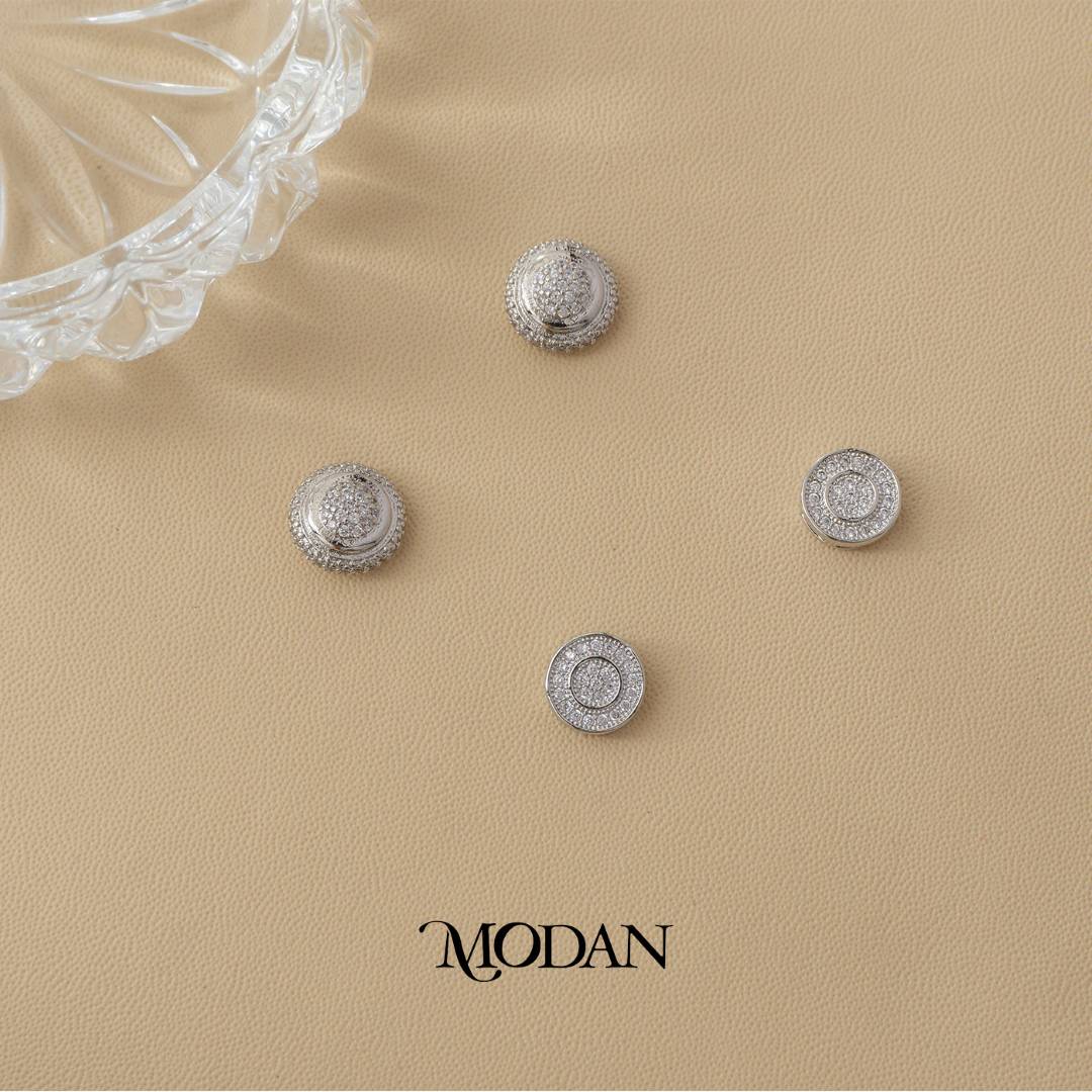 (10mm) (12mm) Micro Pave Zirconia Round Stud Earrings Anting Tusuk Pesta Hypoallergenic Gold Filled