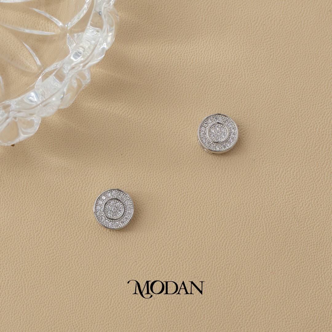 (10mm) (12mm) Micro Pave Zirconia Round Stud Earrings Anting Tusuk Pesta Hypoallergenic Gold Filled