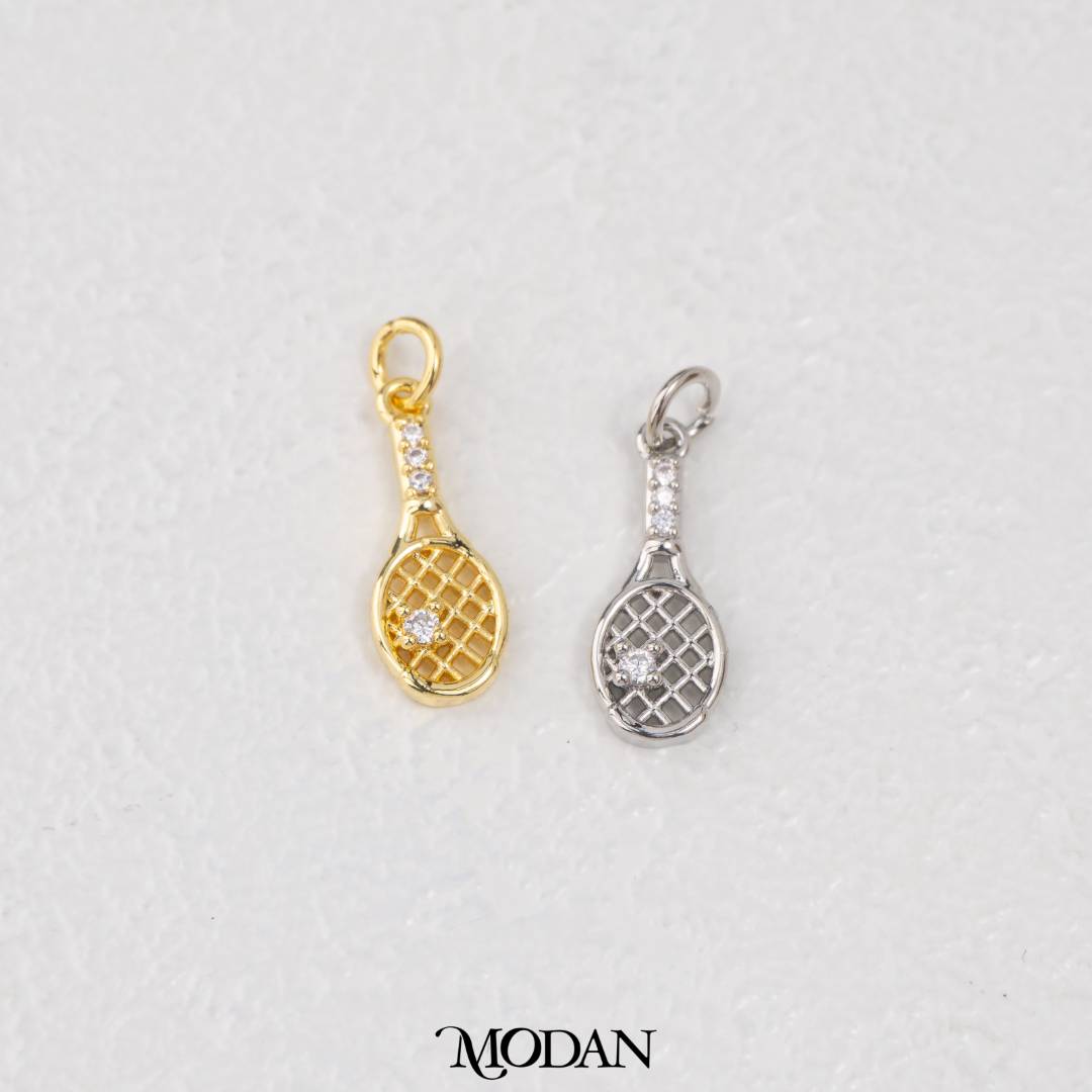 Sport Racket Badminton Pendant DIY Pendant Liontin Raket Hypoallergenic Gold Filled