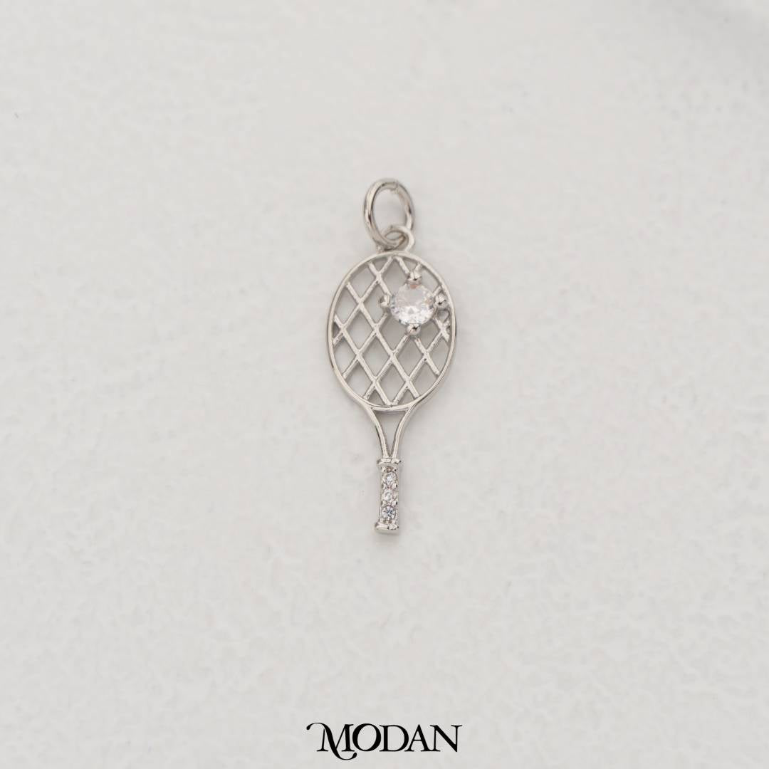 Sparkling Tennis Racket Sport Charm DIY Pendant Liontin Olahraga Raket Tenis Hypoallergenic Gold Filled