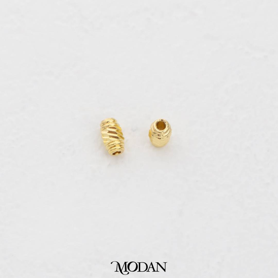 (10pcs) 5mm Textured Tube Spacer Beads DIY Pembatas Manik Gelang/Kalung Hypoallergenic Gold Filled