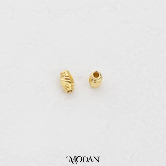 (10pcs) 5mm Textured Tube Spacer Beads DIY Pembatas Manik Gelang/Kalung Hypoallergenic Gold Filled