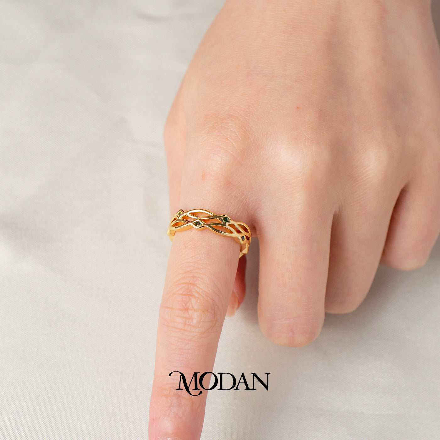 Vintage Twisted Wave Adjustable Ring Cincin Gelombang Jalinan Klasik Hypoallergenic Gold Plated