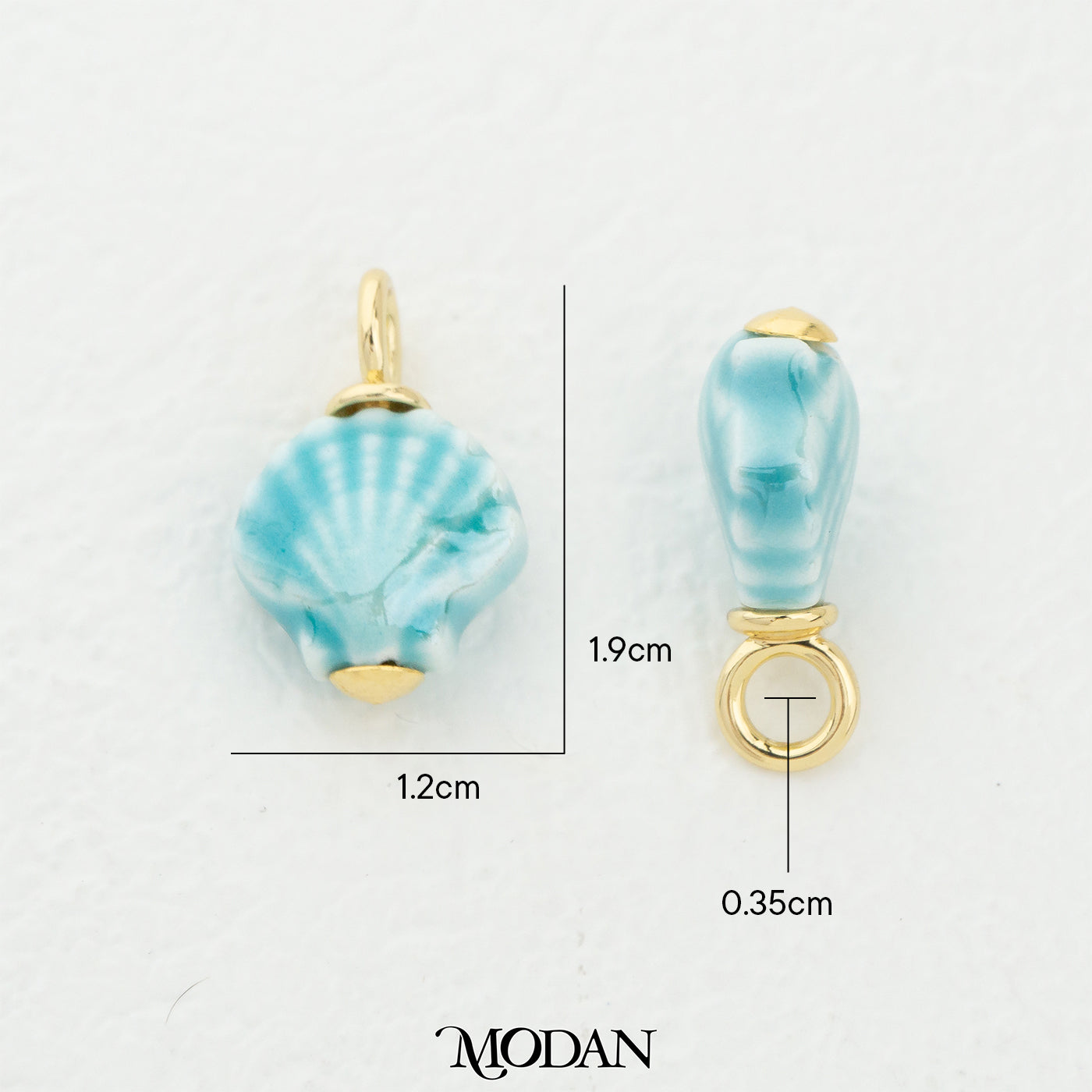 Blue Enamel Seashell Ocean DIY Pendant Liontin Kerang Laut Biru Hypoallergenic Gold Filled