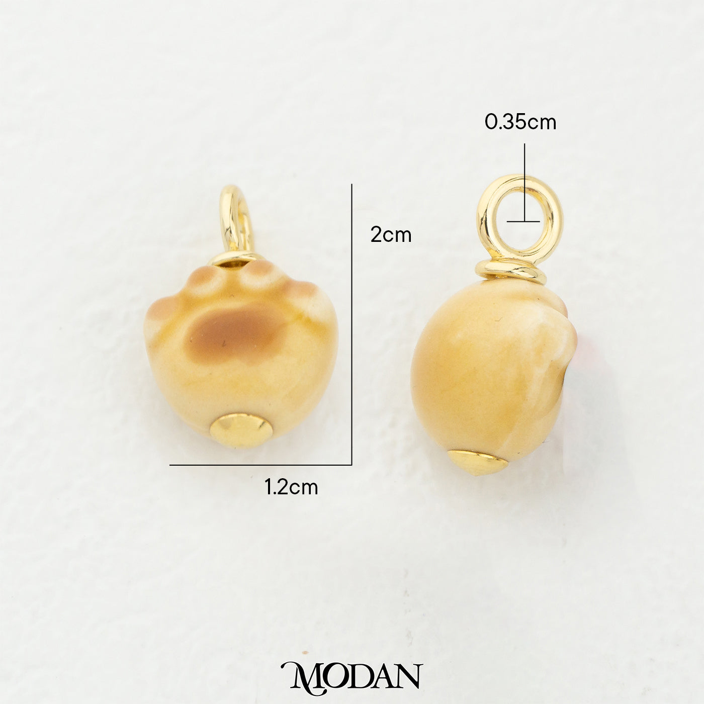 3D Brown Paw Enamel Pendant DIY Pendant Liontin Telapak Kaki Anjing Hypoallergenic Gold Filled