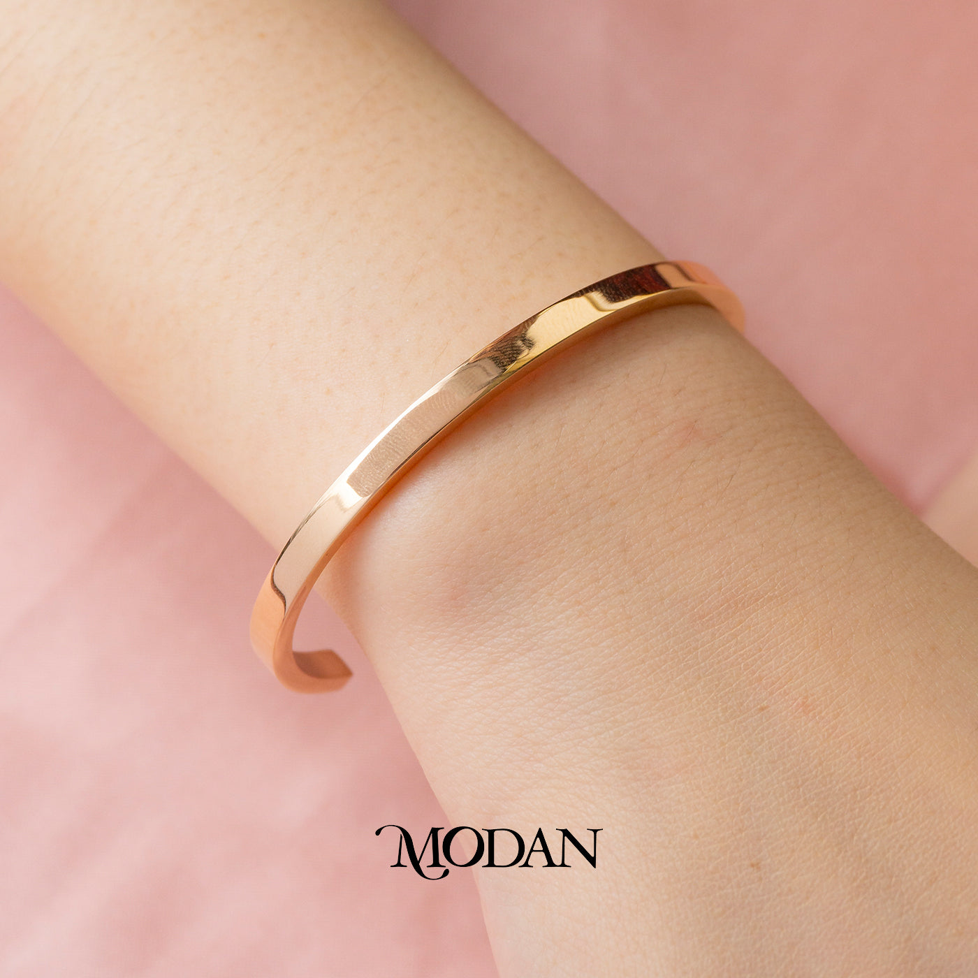 (5.5cm) Titanium Unisex Glossy Cuff Bracelet Gelang Kaku Hypoallergenic Stainless Steel