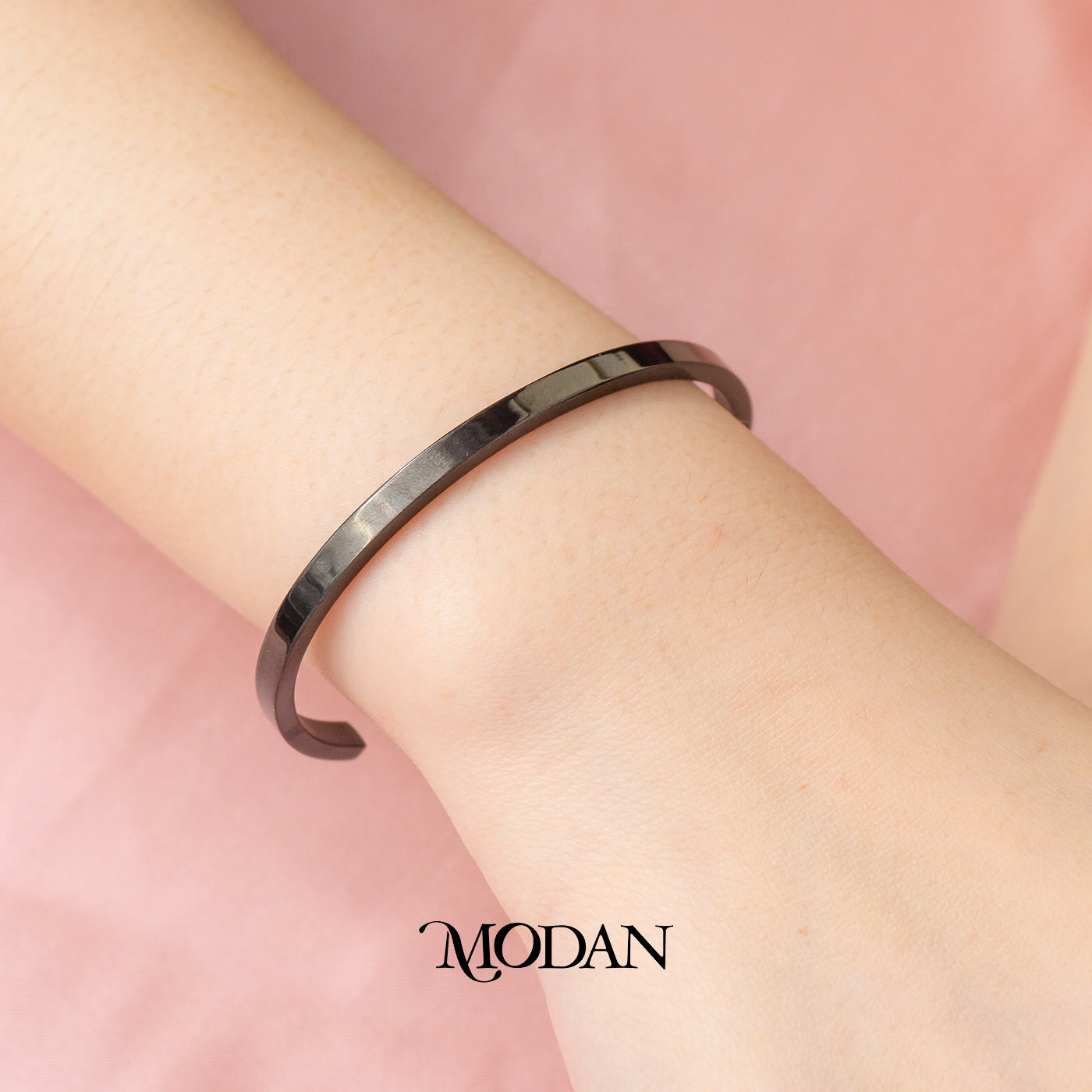 (5.5cm) Titanium Unisex Glossy Cuff Bracelet Gelang Kaku Hypoallergenic Stainless Steel