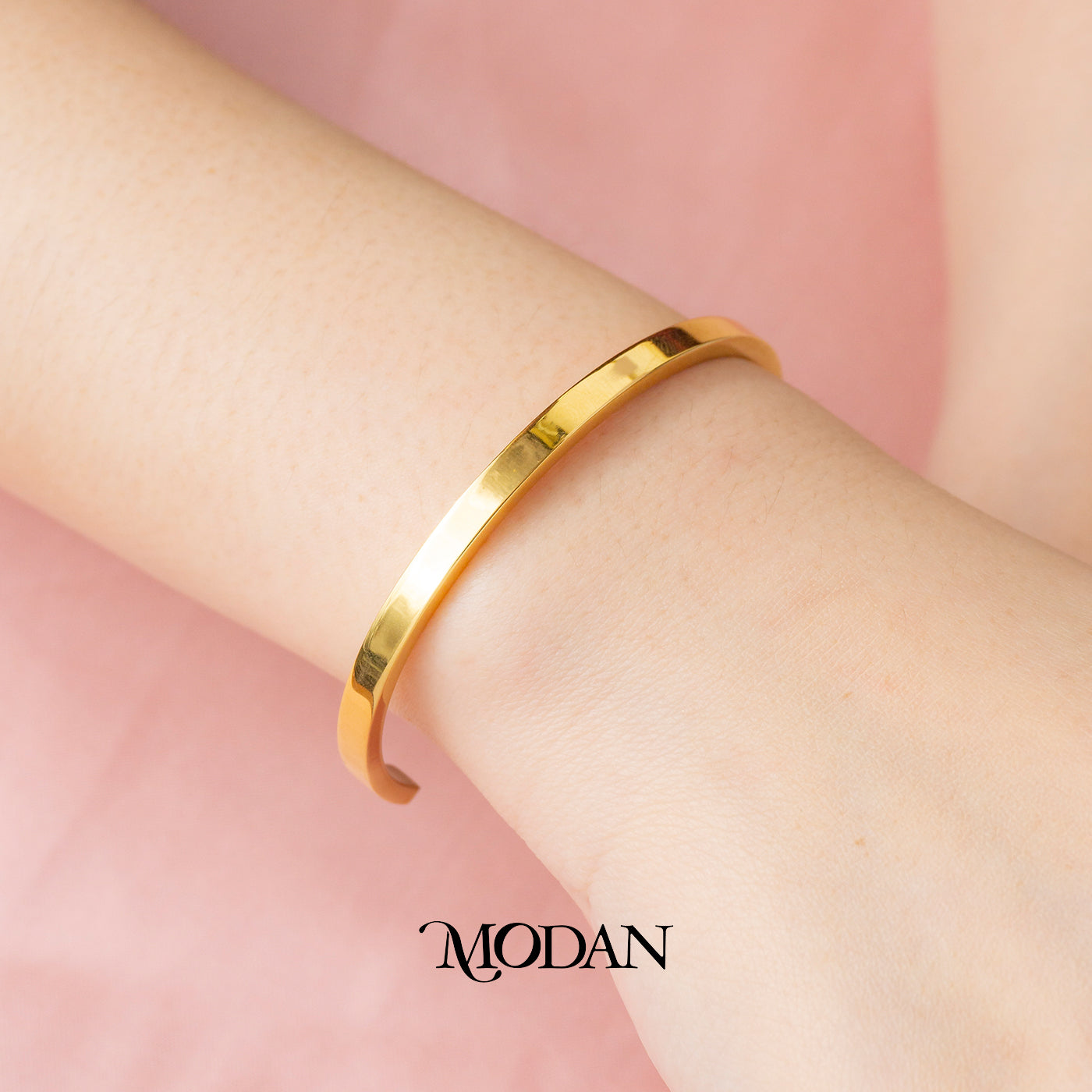 (5.5cm) Titanium Unisex Glossy Cuff Bracelet Gelang Kaku Hypoallergenic Stainless Steel