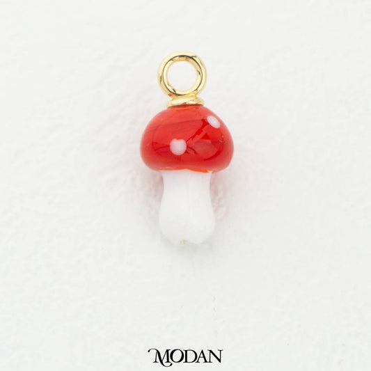 Red Mushroom With White Dot Enamel DIY Pendant Liontin Jamur Hypoallergenic Gold Filled