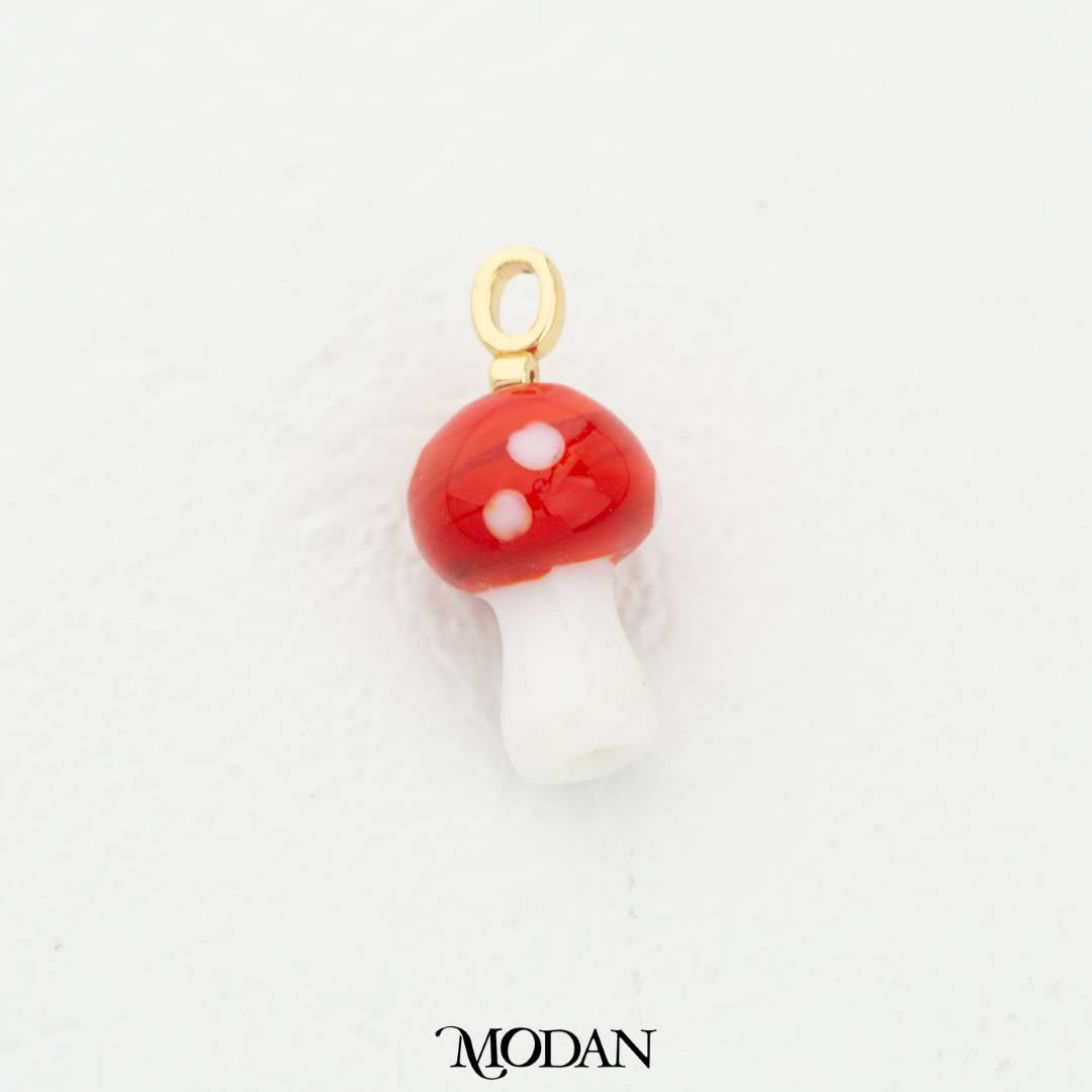 Red Mushroom Enamel DIY Pendant Liontin Jamur Hypoallergenic Gold Filled