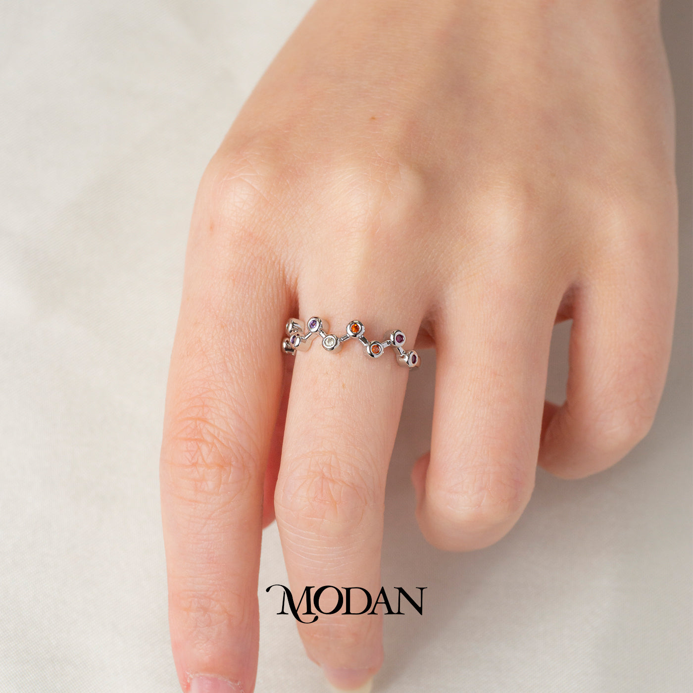 Colorful Round Cut Geometric Band Adjustable Ring Cincin Geometris Minimalis Hypoallergenic Gold Plated