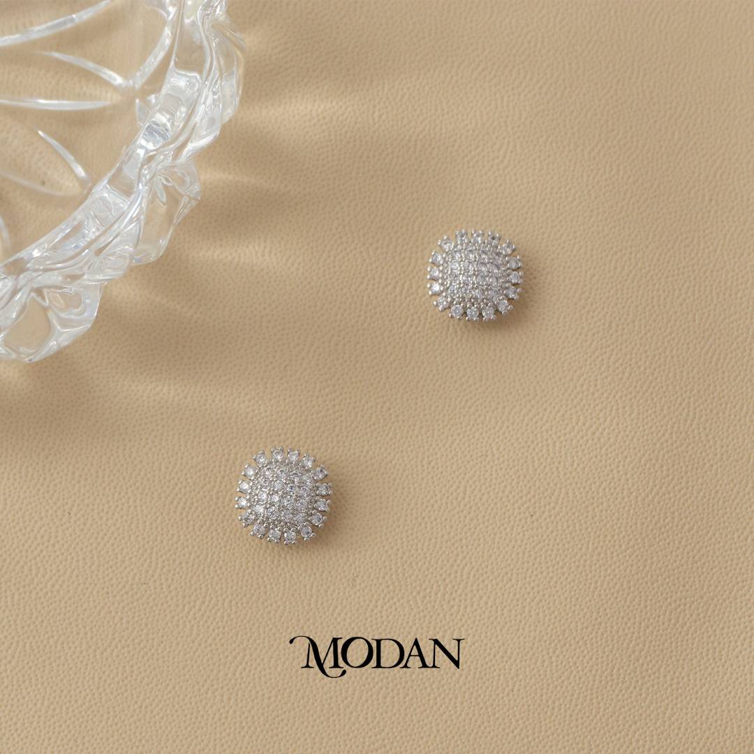 (10 mm) Sparkling Circle Stud Earrings Anting Tusuk Lingkaran Pesta Hypoallergenic Gold Filled