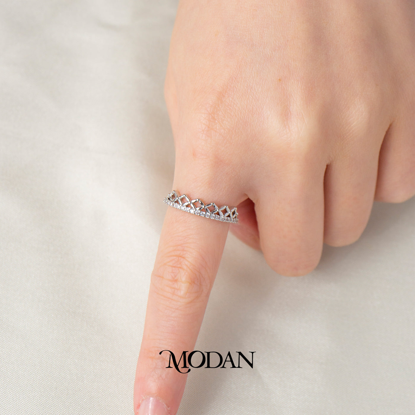 Slender Lattice Crown Open Ring Cincin Tiara Ramping Anyaman Belah Ketupat Hypoallergenic Gold Plated