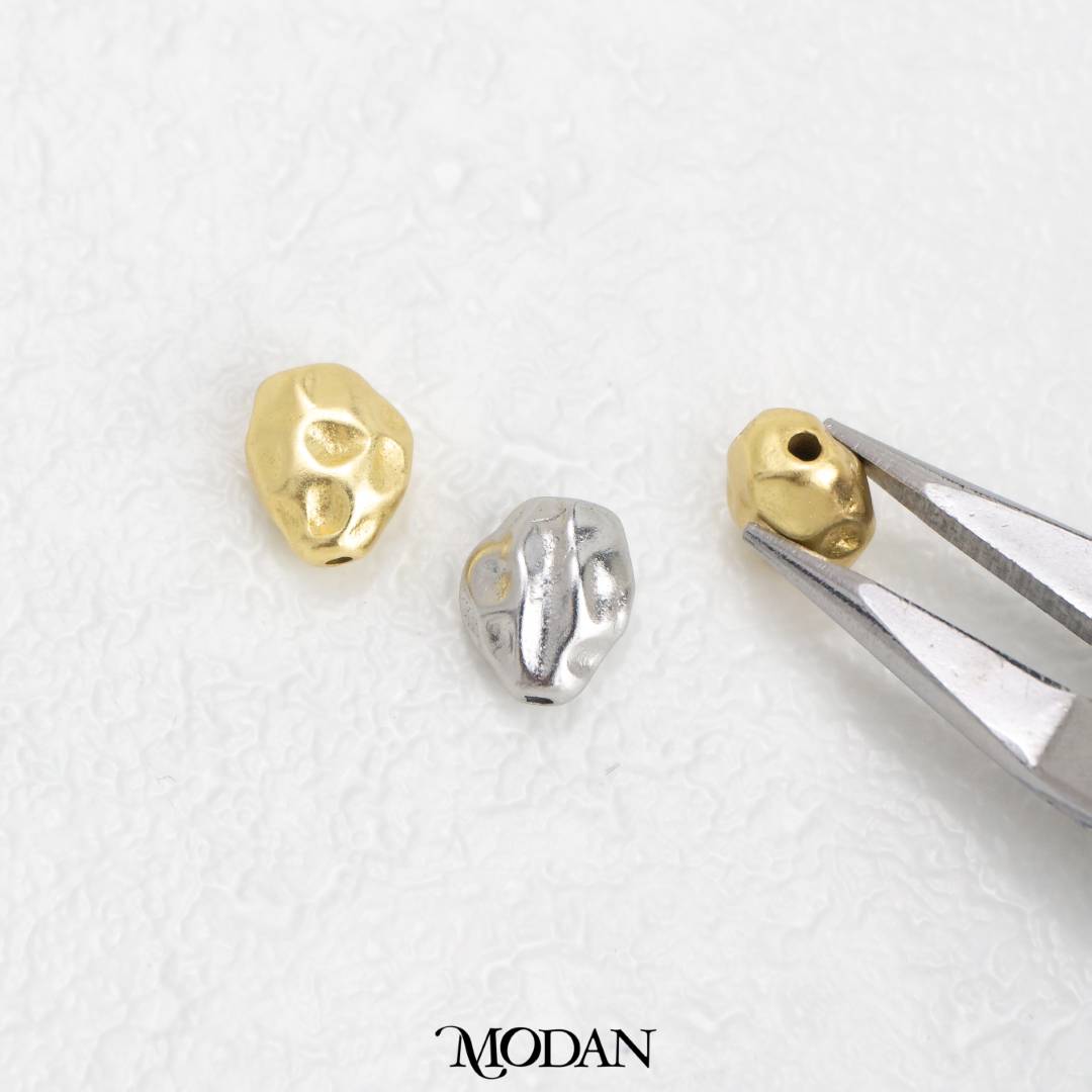 (8mm) Matte Abstract Irregular DIY Beads Charm Manik Abstrak Hypoallergenic Gold Filled