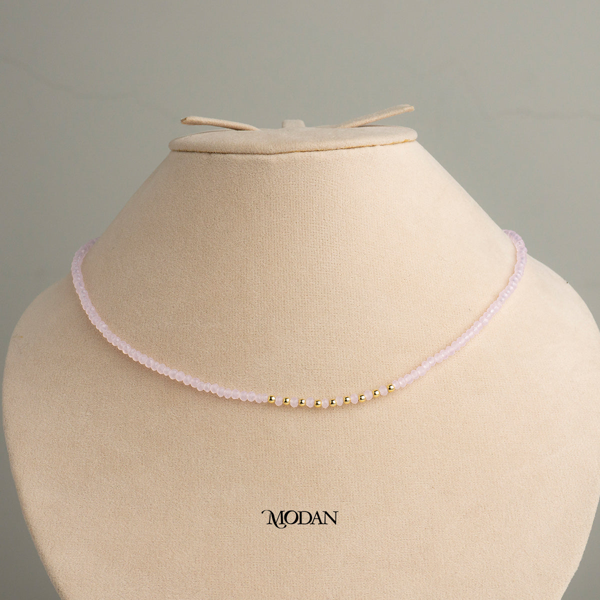 3mm Faceted Pink Blue White Tosca Peach Beaded Necklace Kalung Manik Crystal Hypoallergenic Gold Plated