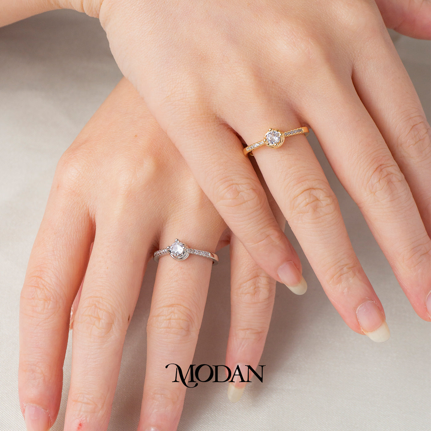 Dainty Round Cut Solitaire Band Adjustable Ring Cincin Polos Mata Satu Minimalis Hypoallergenic Gold Plated