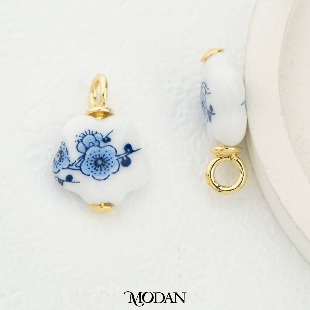 22mm Vintage Chinese Style Flower Gucci Pendant DIY Pendant Liontin Gucci Bentuk Bunga Hypoallergenic Gold Filled