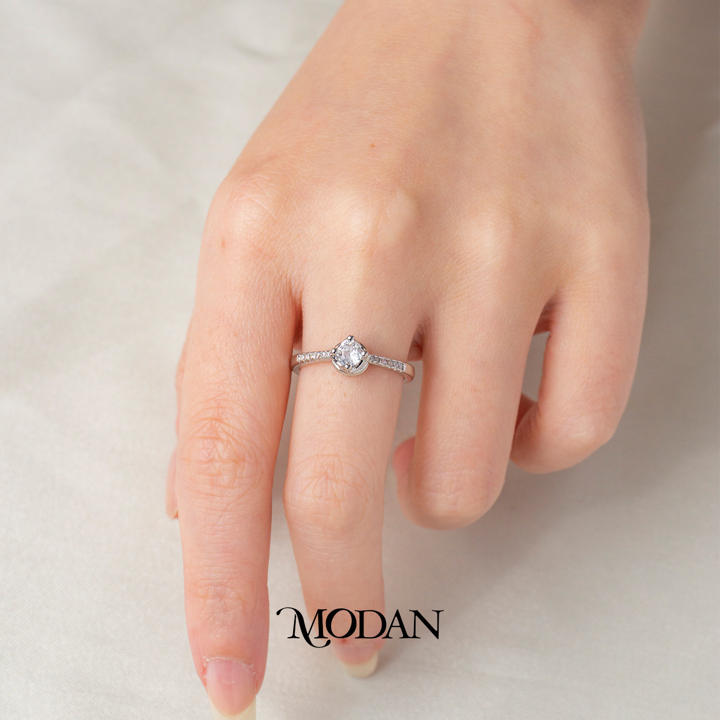 Dainty Round Cut Solitaire Band Adjustable Ring Cincin Polos Mata Satu Minimalis Hypoallergenic Gold Plated