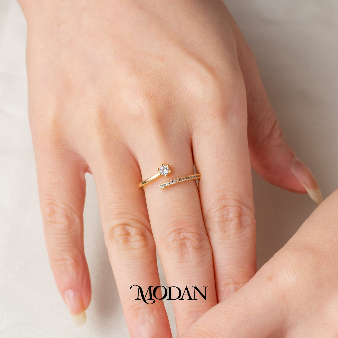 Dainty Sunflower Spiral Adjustable Ring Cincin Lilit Permata Bunga Matahari Simpel Hypoallergenic Gold Plated