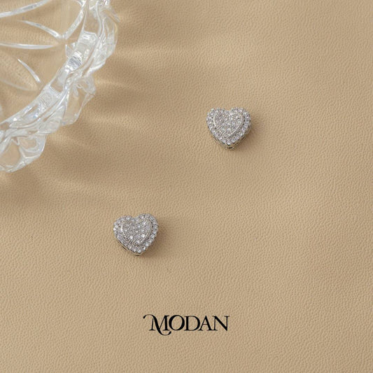 (10 mm) Sparkling Love Heart Shaped Stud Earrings Anting Tusuk Hati Pesta Simple Hypoallergenic Gold Filled