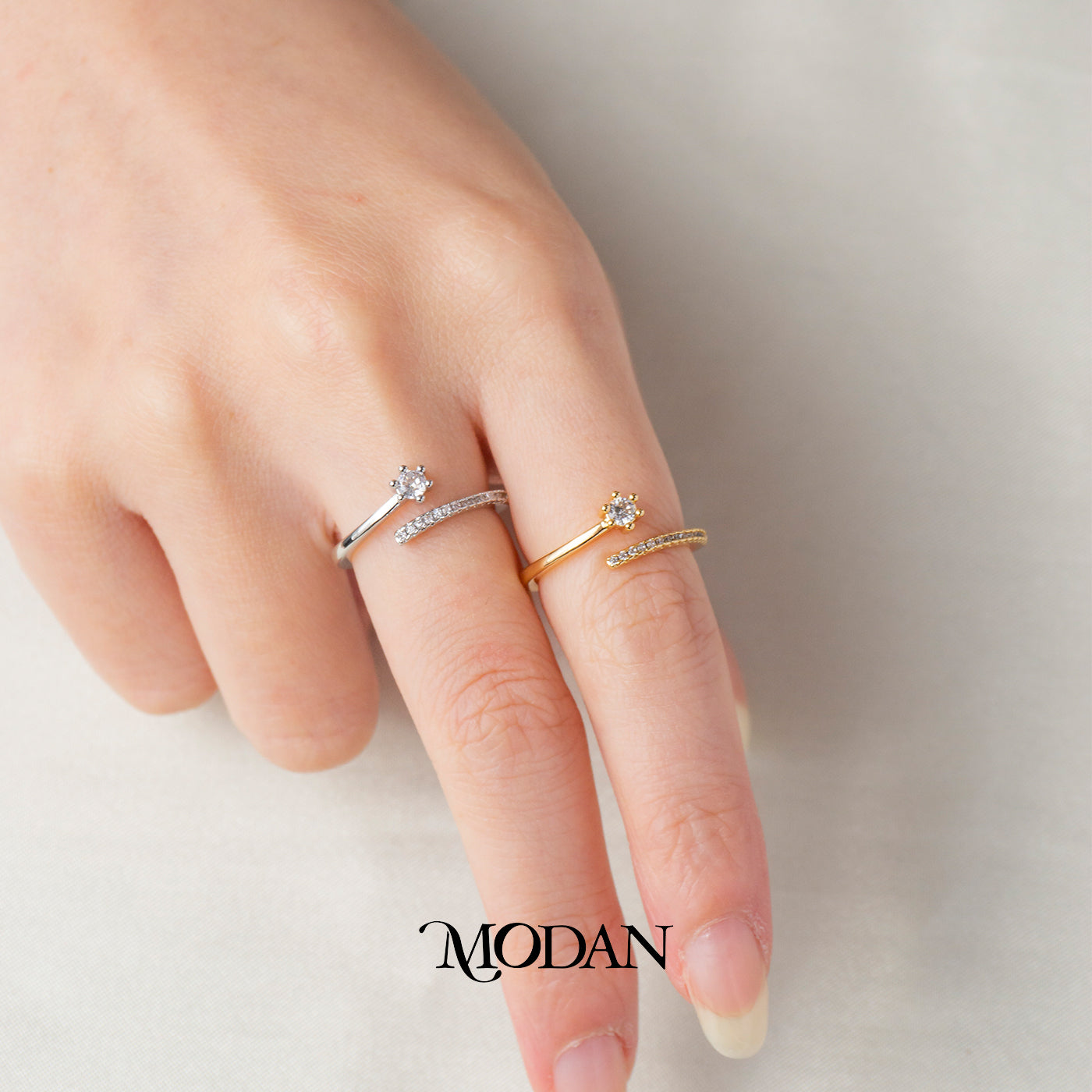 Dainty Sunflower Spiral Adjustable Ring Cincin Lilit Permata Bunga Matahari Simpel Hypoallergenic Gold Plated