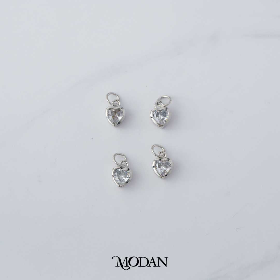Cubic Zirconia Heart Dangle Charm DIY Charm Liontin Hati Gantung Berlian Hypoallergenic Gold Filled