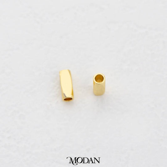(10pcs) 7mm Geometric Block Shaped Spacer Beads DIY Pembatas Manik Gelang/Kalung Balok Hypoallergenic Gold Filled