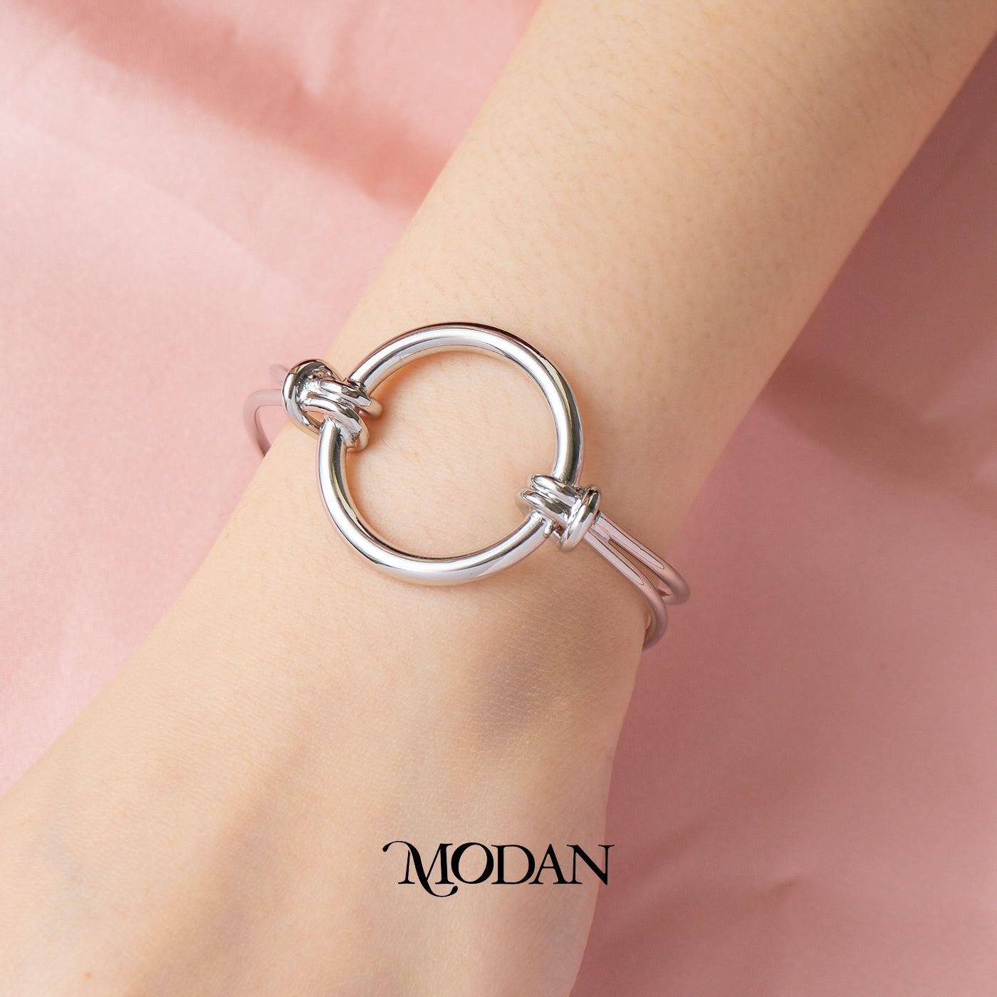 (7cm) Circle Minimalist Tie Knot Cuff Adjustable Bracelet Gelang Kaku Hypoallergenic Gold Filled