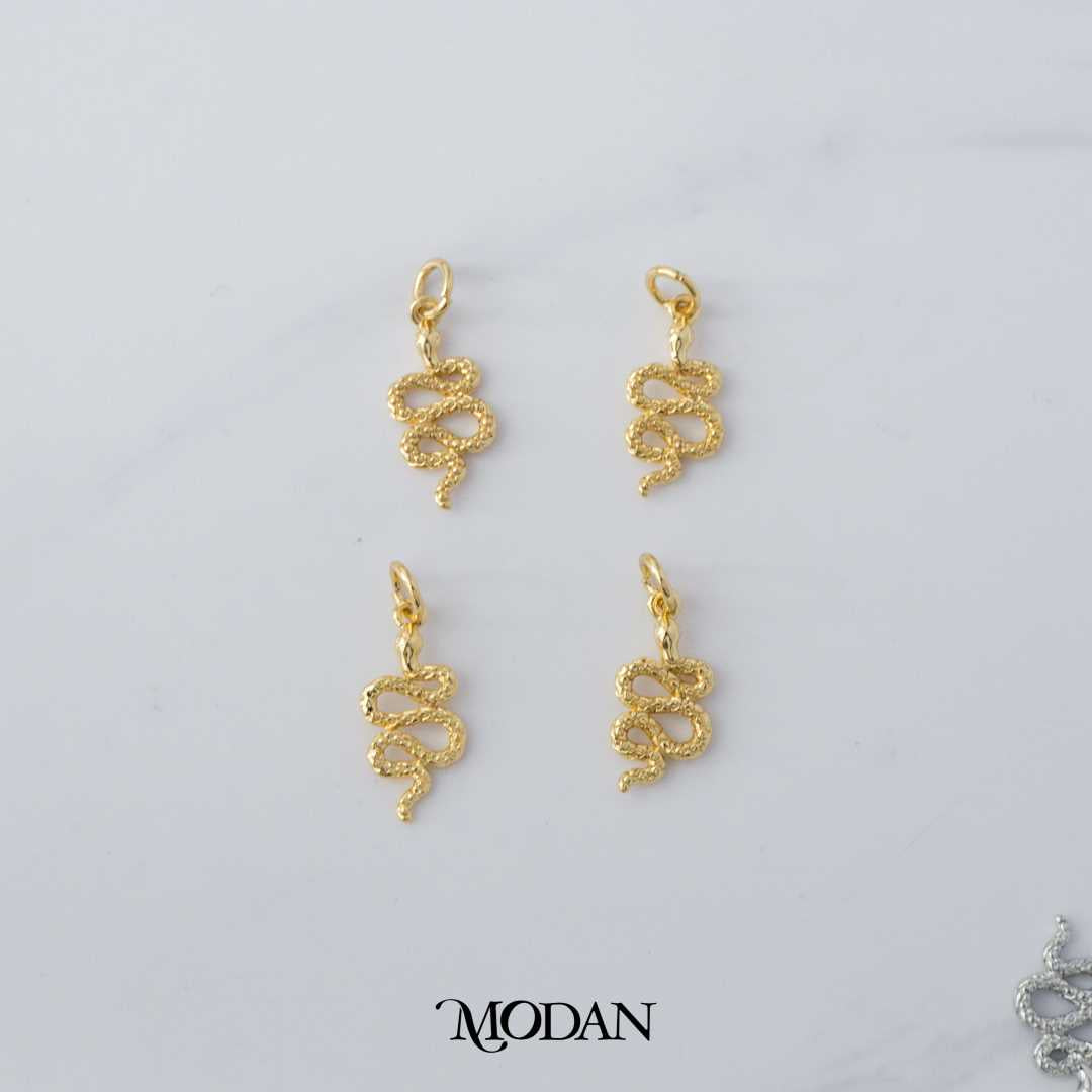 Snake Shaped Textured Animal DIY Charm Liontin Ular Tekstur Hypoallergenic Gold Filled