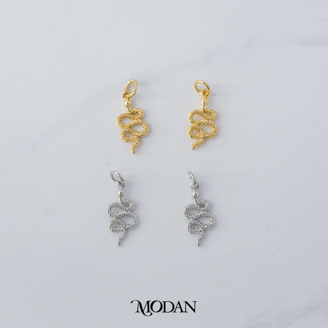 Snake Shaped Textured Animal DIY Charm Liontin Ular Tekstur Hypoallergenic Gold Filled