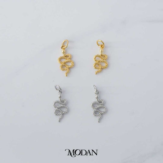 Snake Shaped Textured Animal DIY Charm Liontin Ular Tekstur Hypoallergenic Gold Filled