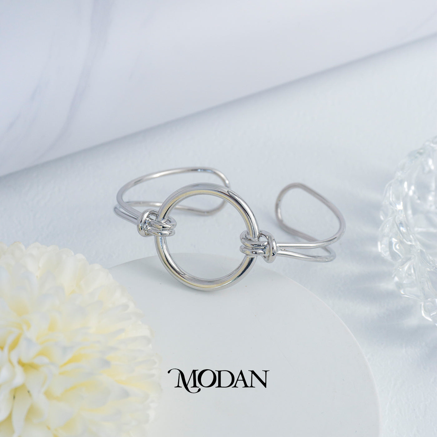(7cm) Circle Minimalist Tie Knot Cuff Adjustable Bracelet Gelang Kaku Hypoallergenic Gold Filled