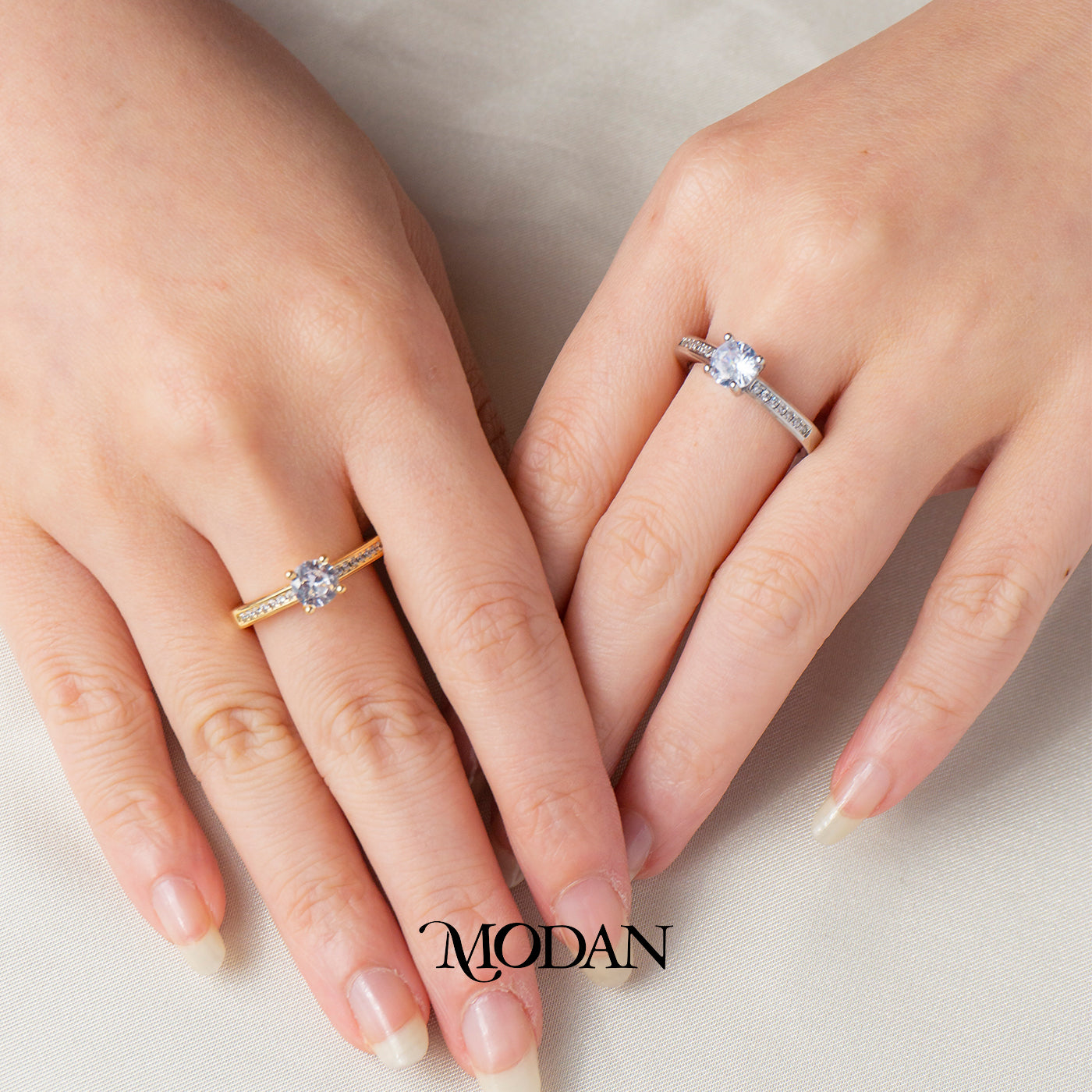 Classic 4 Prong Accent Open Ring Cincin Solitaire Pesta 4 Prong Hypoallergenic Gold Plated