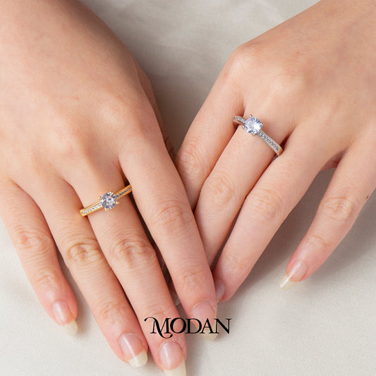 Classic 4 Prong Accent Open Ring Cincin Solitaire Pesta 4 Prong Hypoallergenic Gold Plated
