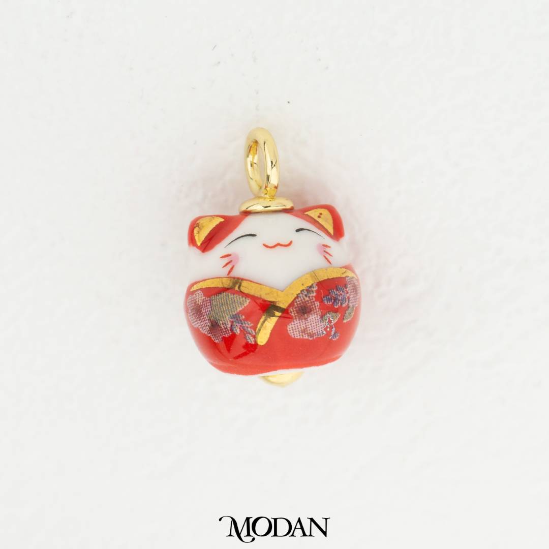 Lucky Cat Maneki Neko DIY Pendant Liontin Kucing Keberuntungan Hypoallergenic Gold Filled
