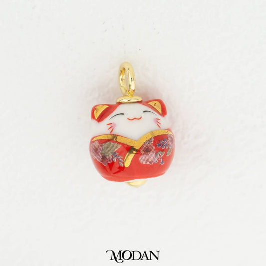 Lucky Cat Maneki Neko DIY Pendant Liontin Kucing Keberuntungan Hypoallergenic Gold Filled