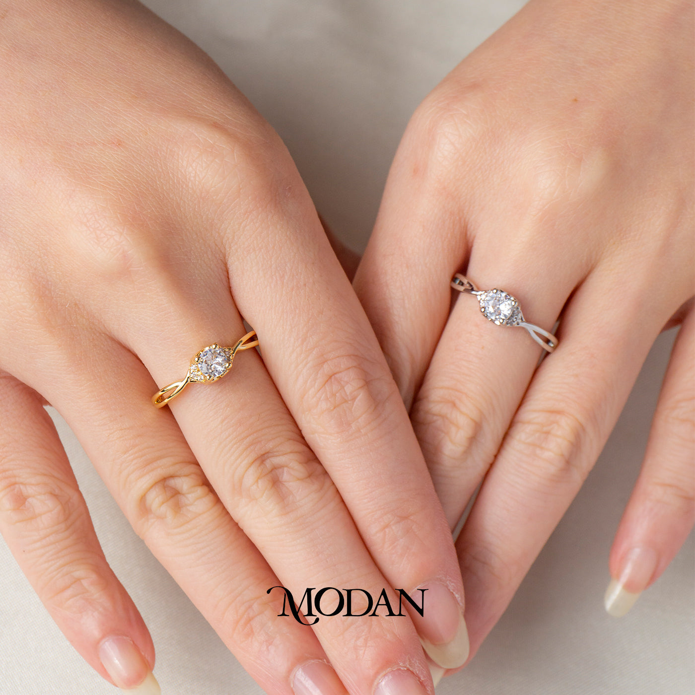 Dainty Twisted Accent Open Ring Cincin Solitaire Pesta Ramping Mata Satu Hypoallergenic Gold Plated