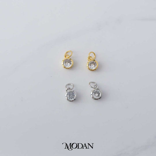 Round Diamond Cut Dangle Charm DIY Charm Liontin Berlian Gantung Hypoallergenic Gold Filled