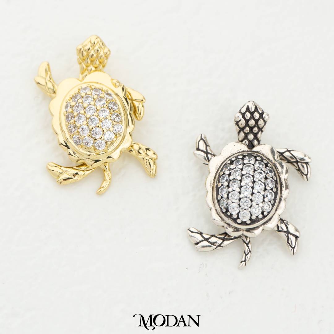 Sparkling Turtle Movable Legs Pendant DIY Pendant Liontin Kura - Kura Hypoallergenic Gold Filled